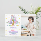 Star Rainbow Unicorn Anniversaire Invitations avec (Debout devant)