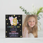 Star Rainbow Unicorn Anniversaire Invitations avec (Debout devant)