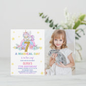 Star Rainbow Unicorn Anniversaire Invitations avec (Debout devant)