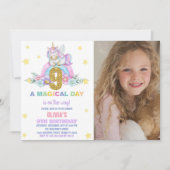 Star Rainbow Unicorn Anniversaire Invitations avec (Devant)