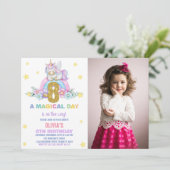 Star Rainbow Unicorn Anniversaire Invitations avec (Debout devant)