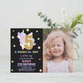 Star Rainbow Unicorn Anniversaire Invitations avec (Debout devant)