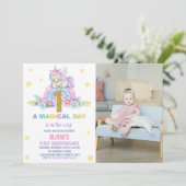 Star Rainbow Unicorn Anniversaire Invitations avec (Debout devant)