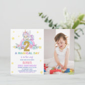 Star Rainbow Unicorn Anniversaire Invitations avec (Debout devant)