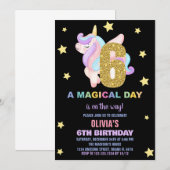 Star Rainbow Unicorn Invitations Anniversaire Vol (Devant / Derrière)