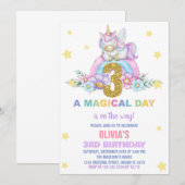 Star Rainbow Unicorn Invitations Anniversaire Vol (Devant / Derrière)