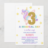 Star Rainbow Unicorn Invitations Anniversaire Vol (Devant / Derrière)