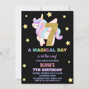 Star Rainbow Unicorn Invitations Anniversaire Vol
