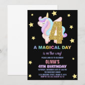 Star Rainbow Unicorn Invitations Anniversaire Vol (Devant / Derrière)