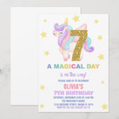 Star Rainbow Unicorn Invitations Anniversaire Vol (Devant / Derrière)
