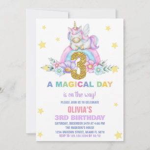 Star Rainbow Unicorn Verjaardag Uitnodigingen Vlie