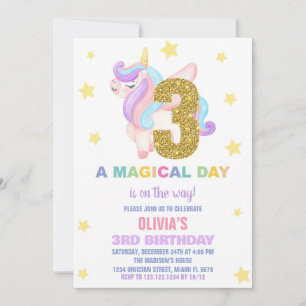 Star Rainbow Unicorn Verjaardag Uitnodigingen Vlie
