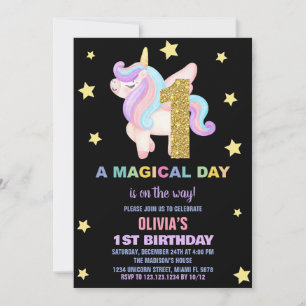 Star Rainbow Unicorn Verjaardag Uitnodigingen Vlie