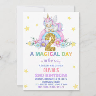 Star Rainbow Unicorn Verjaardag Uitnodigingen Vlie
