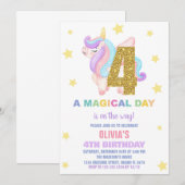 Star Rainbow Unicorn Verjaardag Uitnodigingen Vlie (Voorkant / Achterkant)