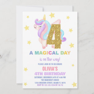 Star Rainbow Unicorn Verjaardag Uitnodigingen Vlie