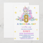 Star Rainbow Unicorn Verjaardag Uitnodigingen Vlie (Voorkant / Achterkant)