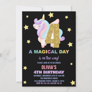 Star Rainbow Unicorn Verjaardag Uitnodigingen Vlie