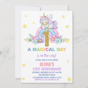Star Rainbow Unicorn Verjaardag Uitnodigingen Vlie