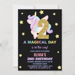 Star Rainbow Unicorn Verjaardag Uitnodigingen Vlie
