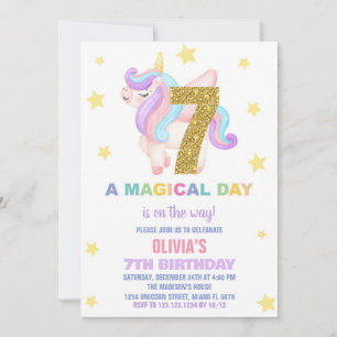 Star Rainbow Unicorn Verjaardag Uitnodigingen Vlie