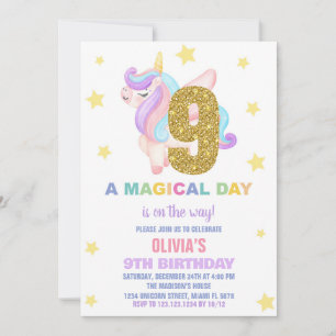 Star Rainbow Unicorn Verjaardag Uitnodigingen Vlie