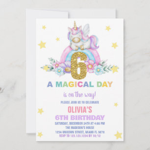 Star Rainbow Unicorn Verjaardag Uitnodigingen Vlie