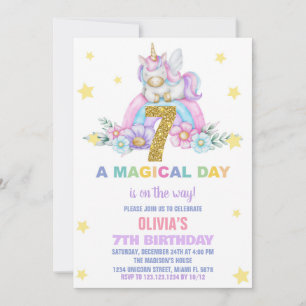 Star Rainbow Unicorn Verjaardag Uitnodigingen Vlie