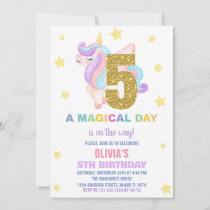 Star Rainbow Unicorn Verjaardag Uitnodigingen Vlie