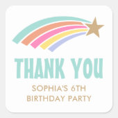 Star Rainbow Verjaardag Dank u Party Favor Vierkante Sticker (Voorkant)