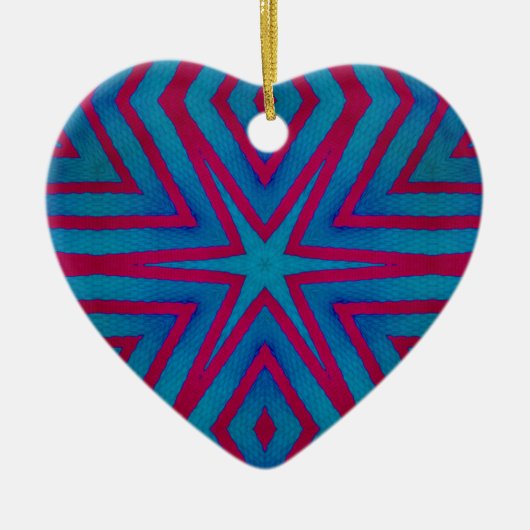 Star Red en Blue Geometric Ceramic Ornament (Voorkant)