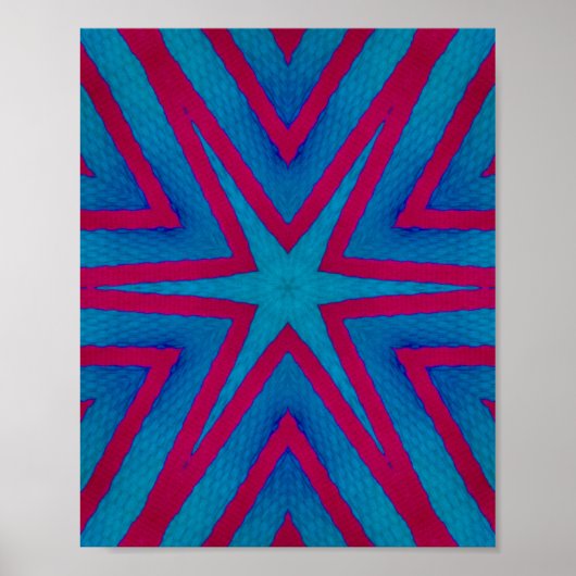 Star Red en Blue Geometric Poster (Voorkant)
