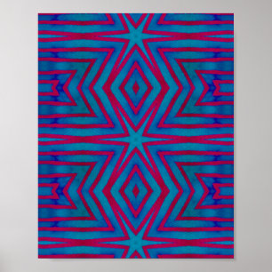 Star Red en Blue Geometric Poster