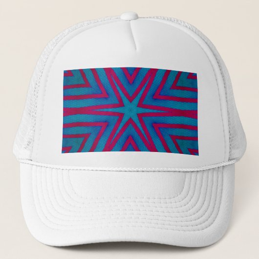 Star Red en Blue Geometric Trucker Pet (Voorkant)
