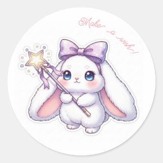 Star Ribbon Magic Wand Bunny - Dreamy Sparkle Ronde Sticker