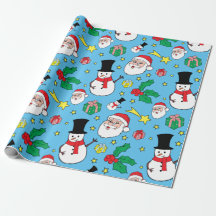 Star Santa Claus Snowman kerstpatroonblauw