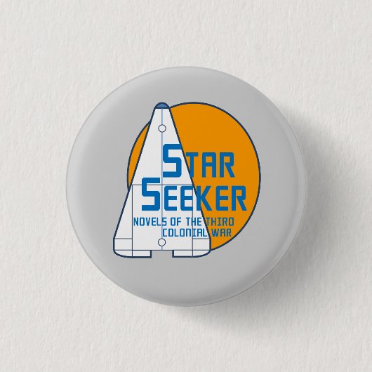 Star Seeker Oranje Logo Button - starship grijs (Voorkant)