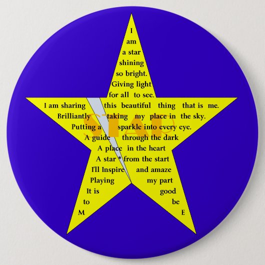 Star Shape Poem Badge Ronde Button 6,0 Cm (Voorkant)