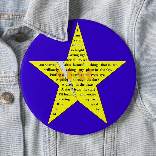Star Shape Poem Badge Ronde Button 6,0 Cm (In situ)