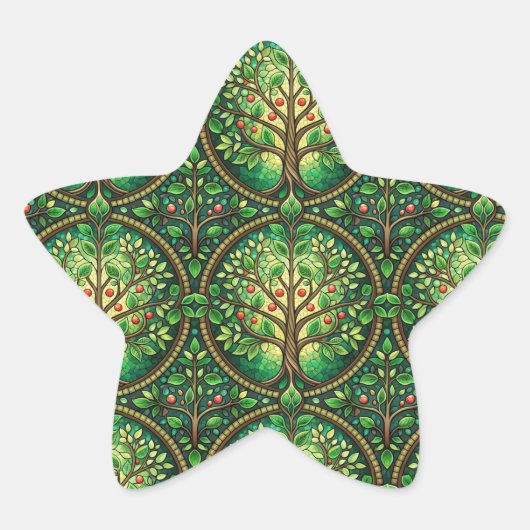 Star-shaped sticker featuring green  (Voorkant)