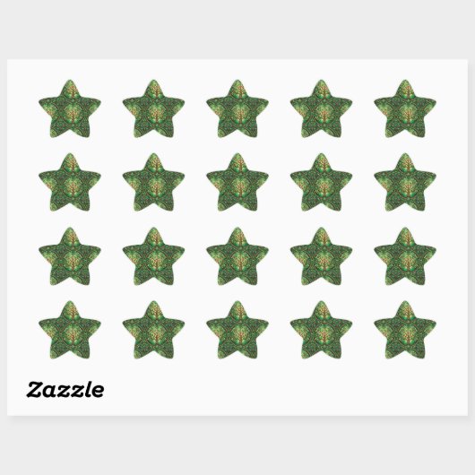 Star-shaped sticker featuring green  (Feuille)