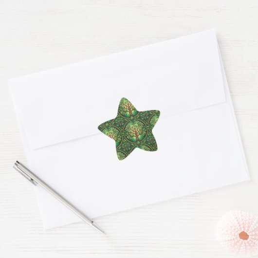 Star-shaped sticker featuring green  (Enveloppe)