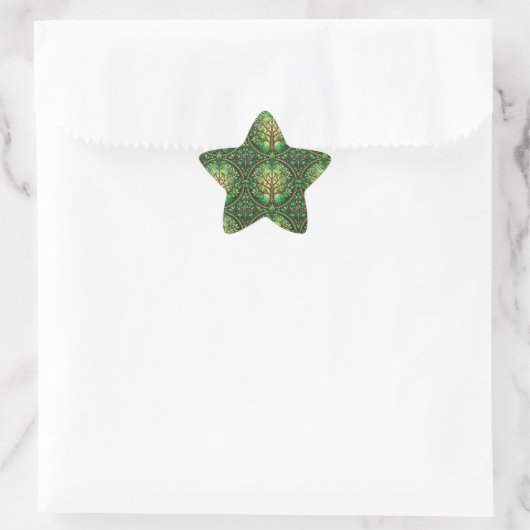 Star-shaped sticker featuring green  (Sac)