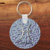 Star Sign Pisces Zodiac Personalized Sleutelhanger (Voorkant)
