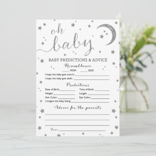 Star Silver Glitter Predications and Advice Card Kaart (Staand voorkant)