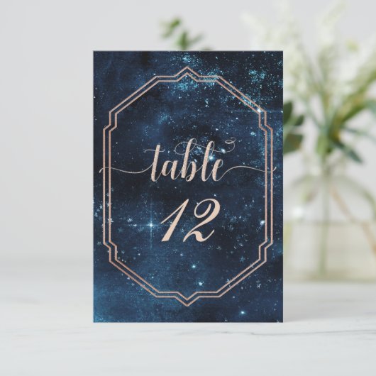 Star Sky Celestial Galaxy Table Number Kaart (Staand voorkant)