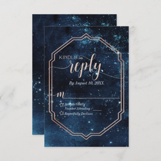 Star Sky Celestial Galaxy Wedding Reply RSVP (Voorkant / Achterkant)