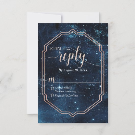Star Sky Celestial Galaxy Wedding Reply RSVP Kaartje (Voorkant)