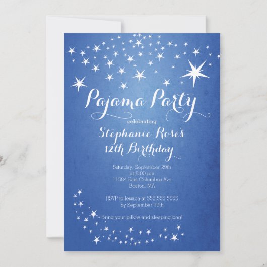 Star Sleepover Party Anniversaire Invitations (Devant)