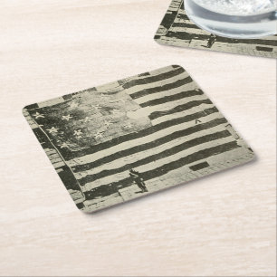 Star Spangled Banner: Amerikaanse vlag te zien Vierkante Kartonnen Onderzetter
